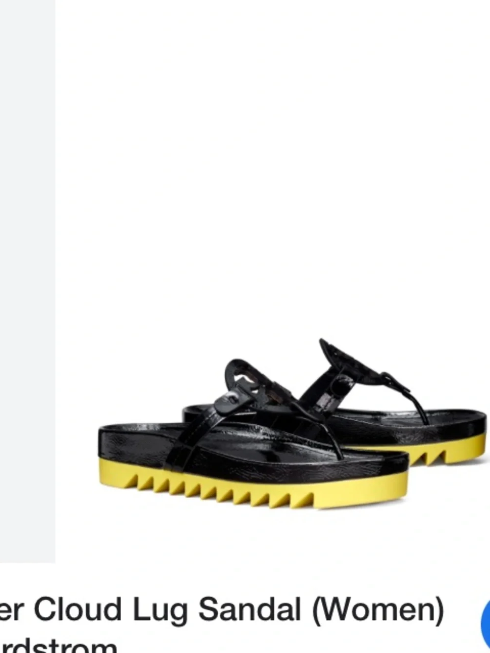 Tory Burch Miller Cloud Lug Sandal NWT Black Patent Leather Logo Cutout Slide
